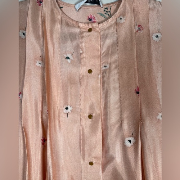 Roseanna France 100% Viscose Flowy Babydoll Dress Sz EU 38 US 6 Peach Floral - Picture 8 of 16